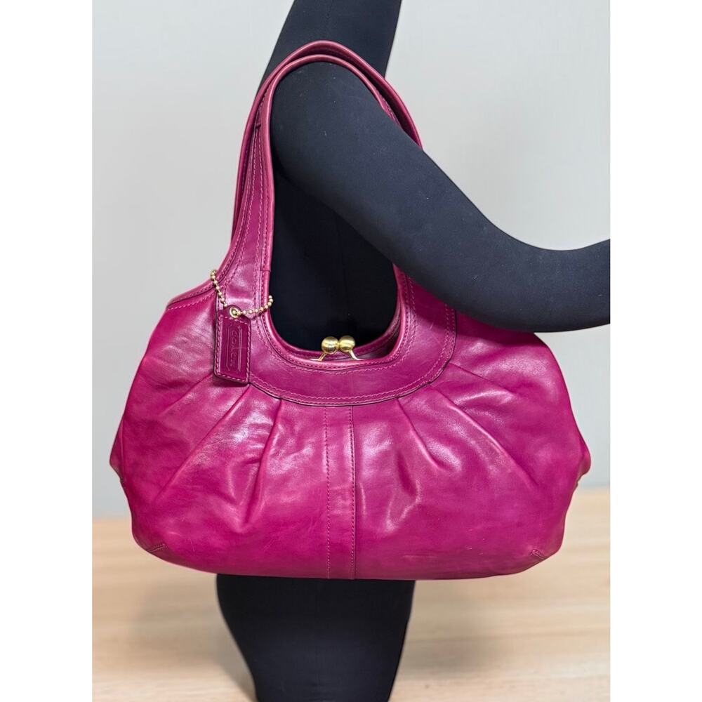 Y2K Coach 12248 Ergo Leather Pleated Framed Satchel Bag & Wristlet - Picture 8 of 14